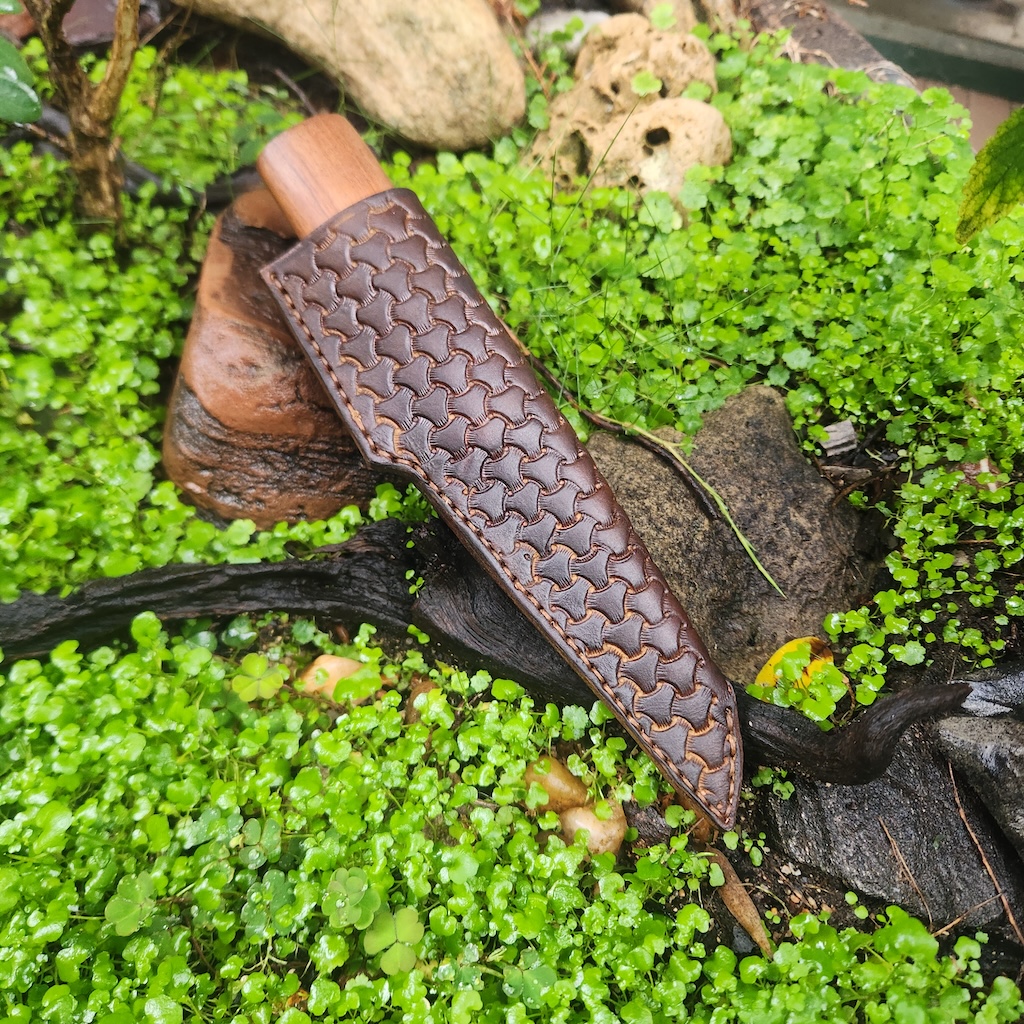 Handcrafted knife leather scabbard