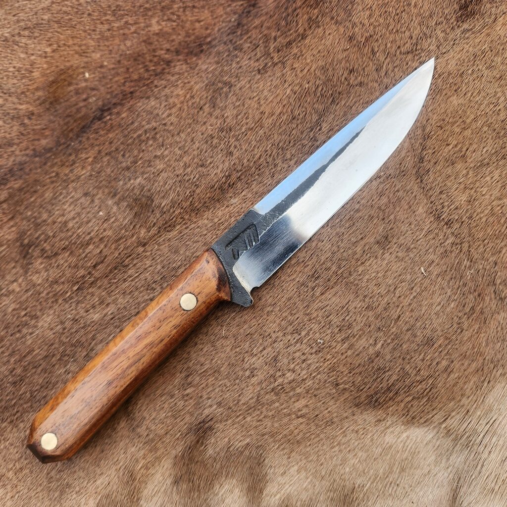Handcrafted knife with wooden handle